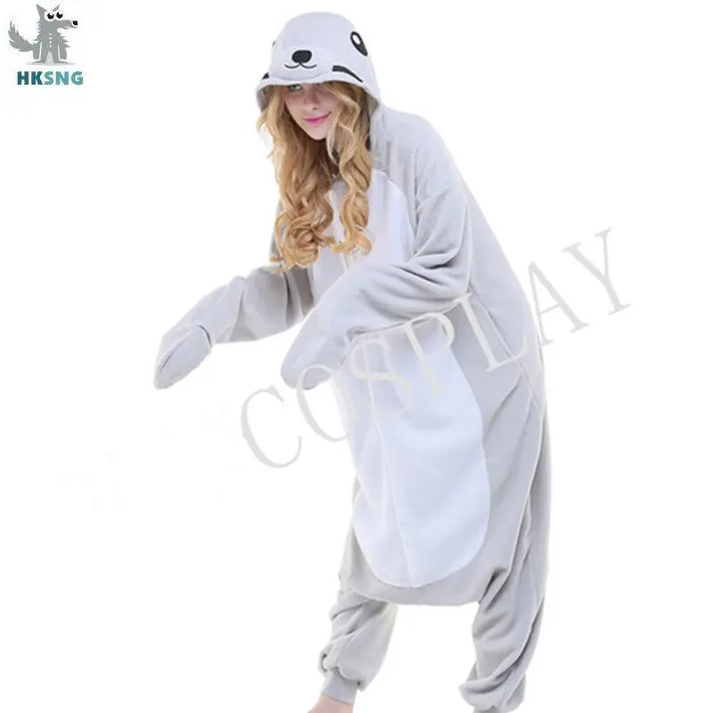 HKSNG фланелевые пижамы для взрослых Кигуруми с морским львом комбинезоны-собаки