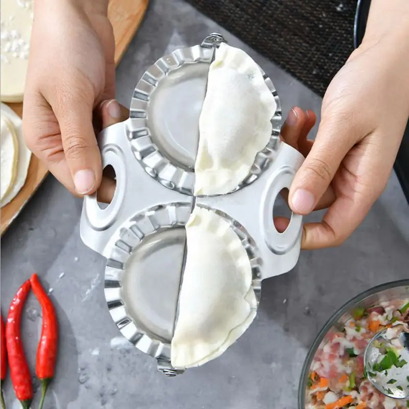 

Kitchen Gadgets Dumplings Mold Double Head DIY Dumplings Maker Stainless Steel Dumpling Artifact Tool Press Dumpling Mold
