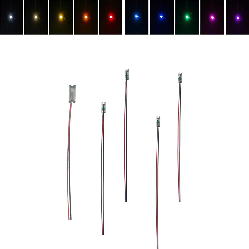 

10pcs 3V 12V 1206 SMD LED HO N Scale Color Pre-soldered Micro Litz Wired Leads Light For Railway Train Layout Diorama