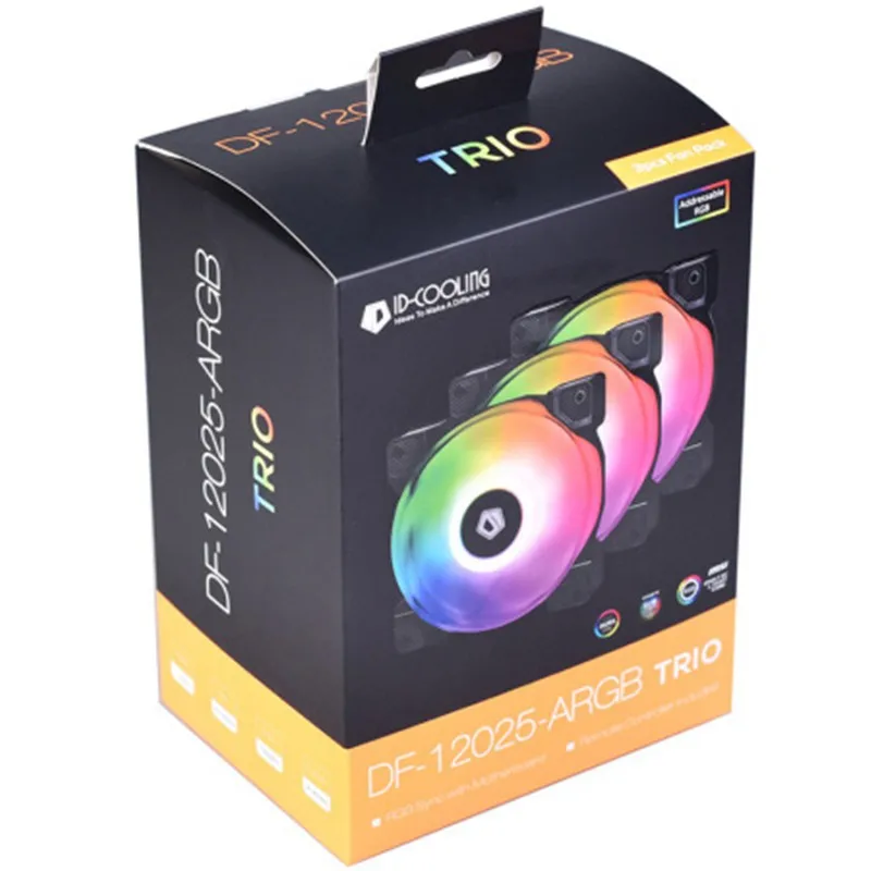 

ID-COOLING DF-12025-ARGB TRIO 3in1 120mm Two ball bearing PWM Temperature control Quiet Chassis fan