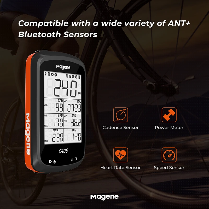 magene gps bike computer wireless bicycle speedometer odometer with 2 5 inch lcd display waterproof support bluetooth ant data free global shipping