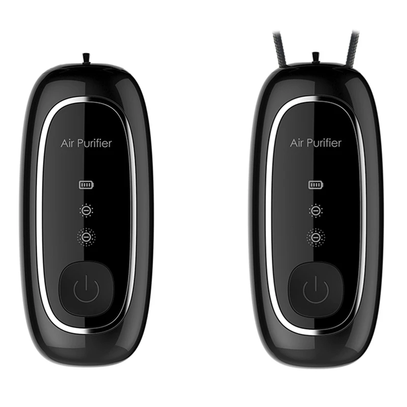 

2X Hanging Neck Air Purifier Fashion Personal Wearable Purifier Mini Portable Negative Ion Generator Black