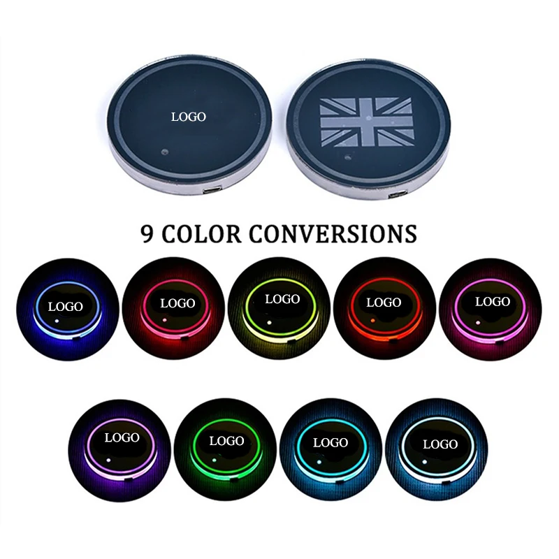 Автомобильный подстаканник 2 шт. подсветка Светодиодная панель 9 цветов