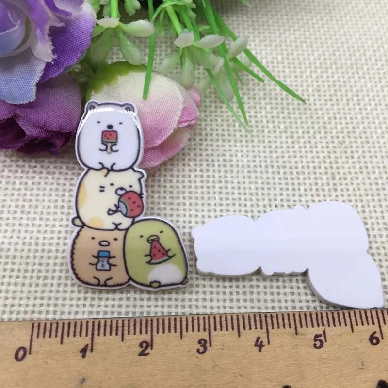 Бежевый 10 шт/лот японский мультфильм DIY милый девочка Праздничное оформление дома ремесла плоские пластмассовые резиновые аксессуары для волос ремесла - Цвет: Бежевый