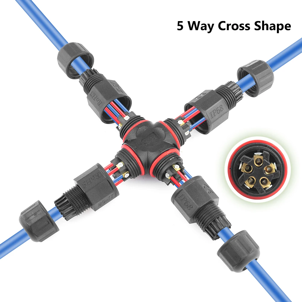 2pcs IP68 Waterproof Cable Connector 2/3/4/5 Pin Electrical Sealed Retardant AC Junction Box Wire Connectors Underwater Wiring | Компьютеры