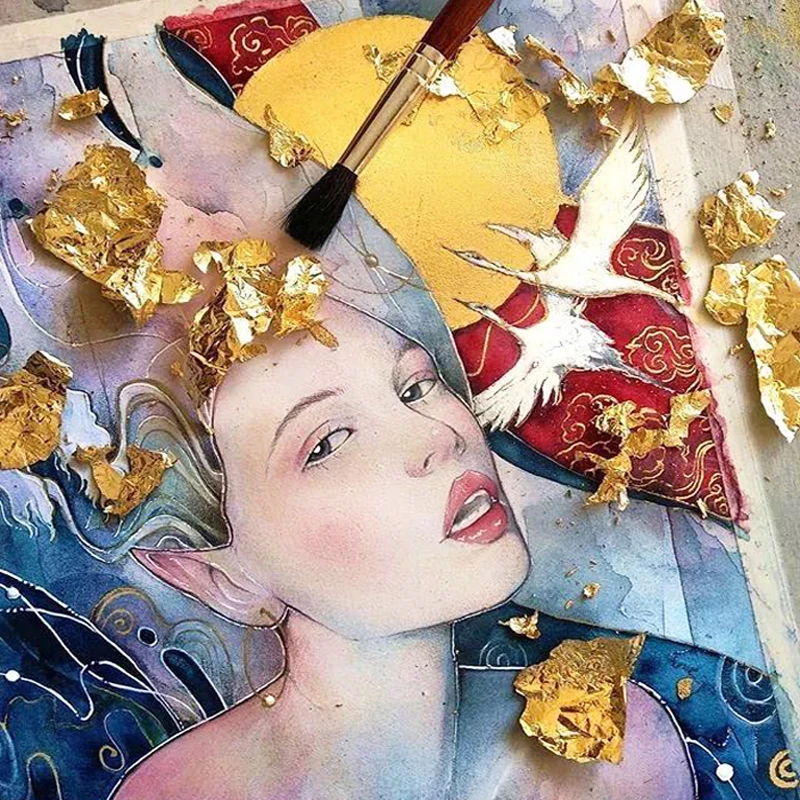 

Imitation Gold/Silver Leaf Flakes Foil Art Craft Paper Leaf Leaves Sheet Bulk Foil Paper Leaves Gilding DIY Nail Flake Art Decor