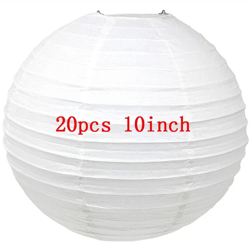 20pcs 10inch white Ipalmay-золотые черно-белые подвесные круглые бумажные фонарики 8-10 дюймов для свадьбы или «нулевого дня рождения» события день рождения для улицы - Цвет: 20pcs 10inch white