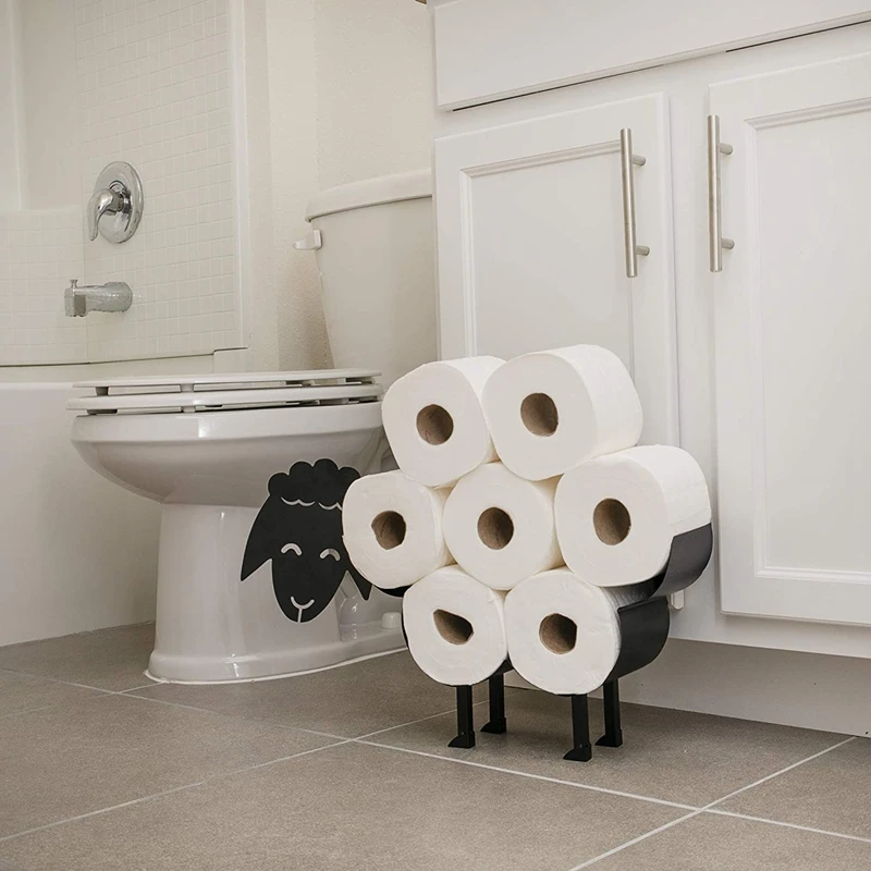 

Cute Black Sheep Toilet Paper Roll Holder, Novelty Free Standing or Wall Mounted Toilet Roll Tissue Paper Storage Stand