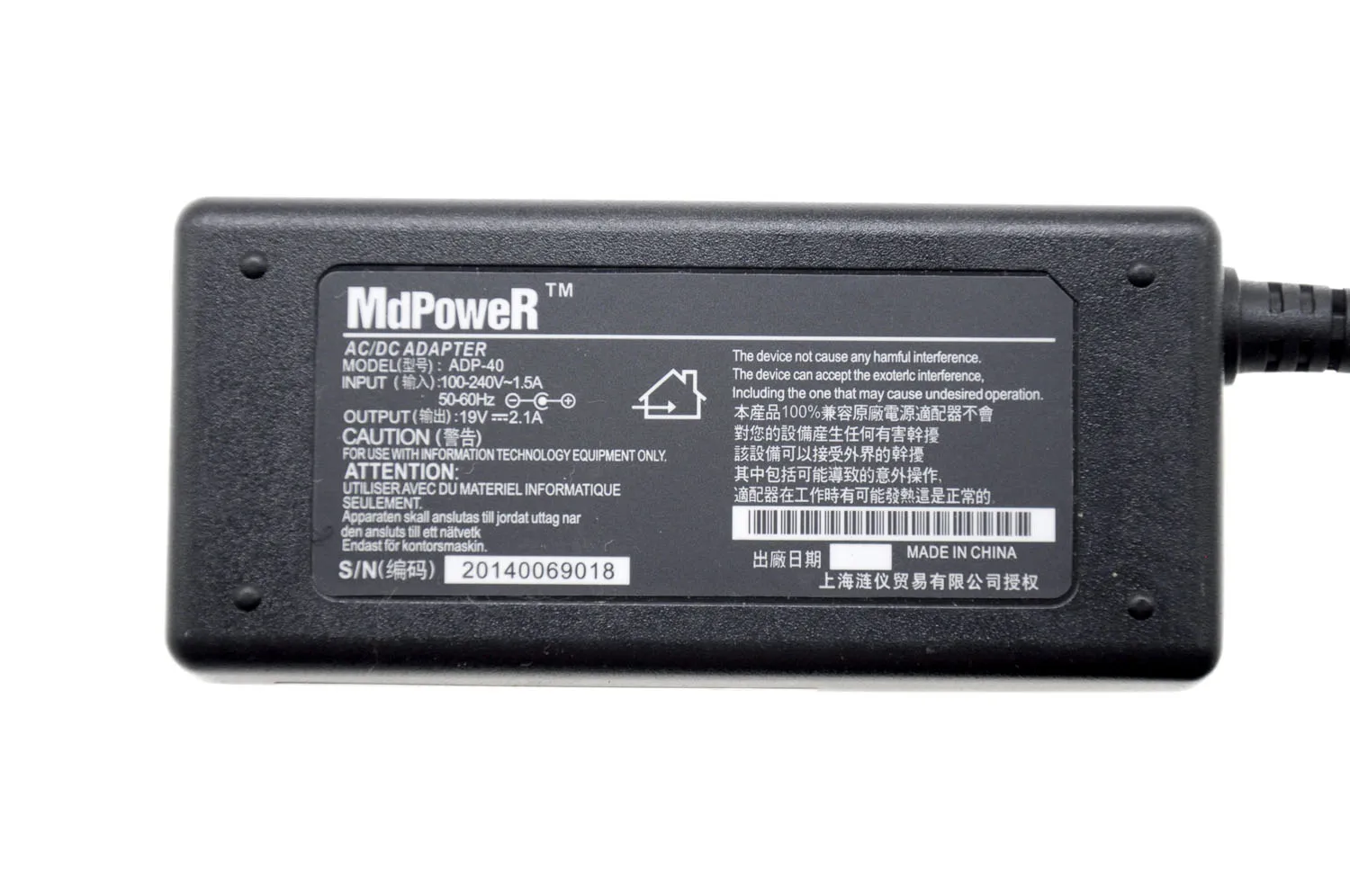 

19V 2.1A FOR ASUS LCD monitor AC adapter Power supply charger cord ML239H MS202D VX229N-W VX238 VC239N MS246H ADP-40PH AB