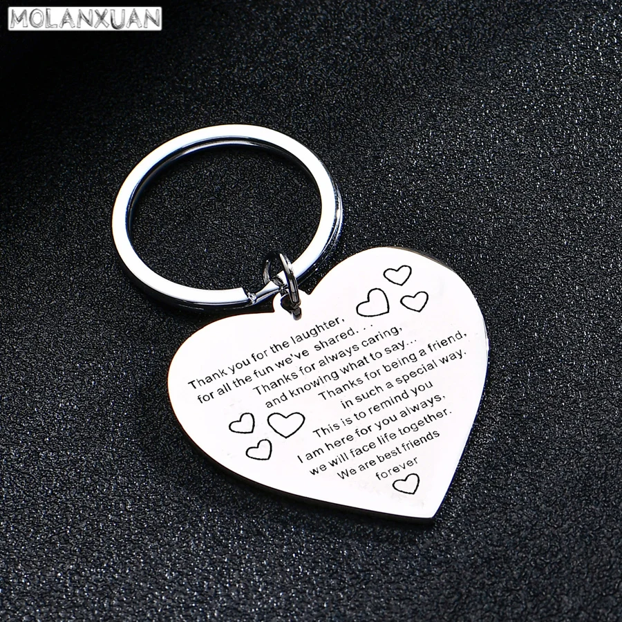 

Модный брелок из нержавеющей стали, брелок с надписью «Love Heart», «Дружба», «Спасибо за смех», «сделай сам», подарок для лучших друзей на день р...