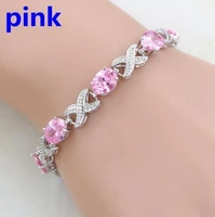 fashion exquisite oval red zircon chain link bracelet beautiful bride engaged wedding jewelry