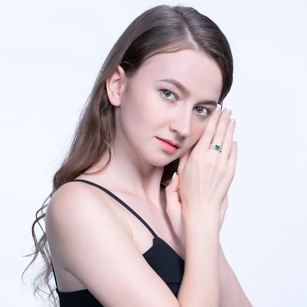 ORSA JEWELS новейшее чистое Стерлинговое Серебро 925 Стильное женское кольцо с квадратным вырезом юбилей Изумрудный камень кольцо ювелирные изделия VSR17