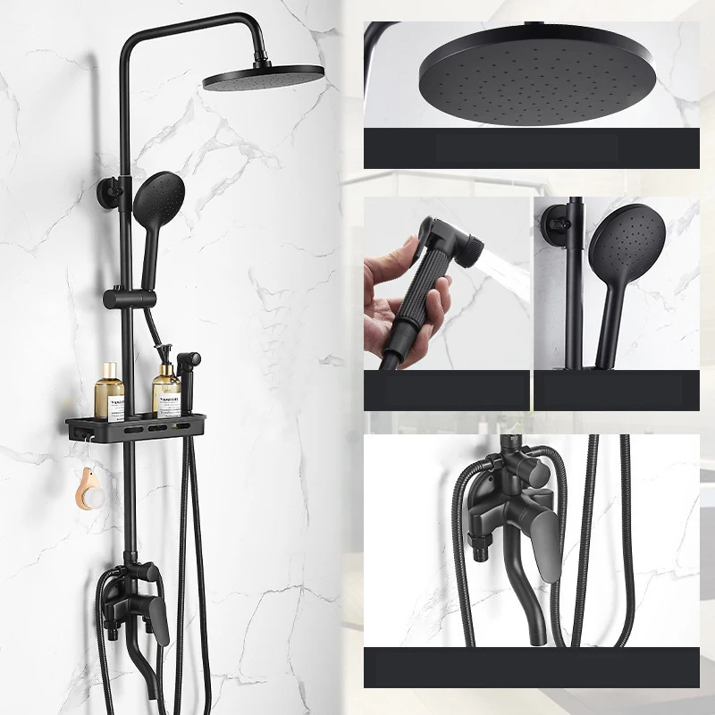 Душевой набор из латуни для ванной комнаты с Черной головкой смеситель ванны