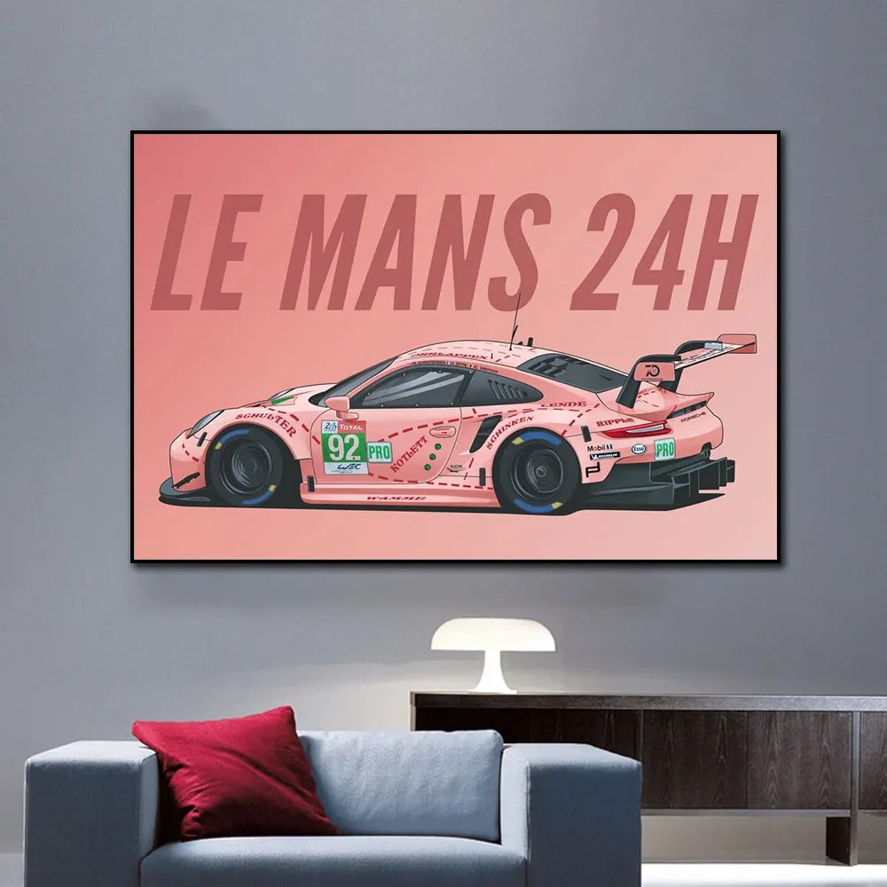 Классический гоночный автомобиль Le Mans 917 цветов Ранняя живопись домашний декор