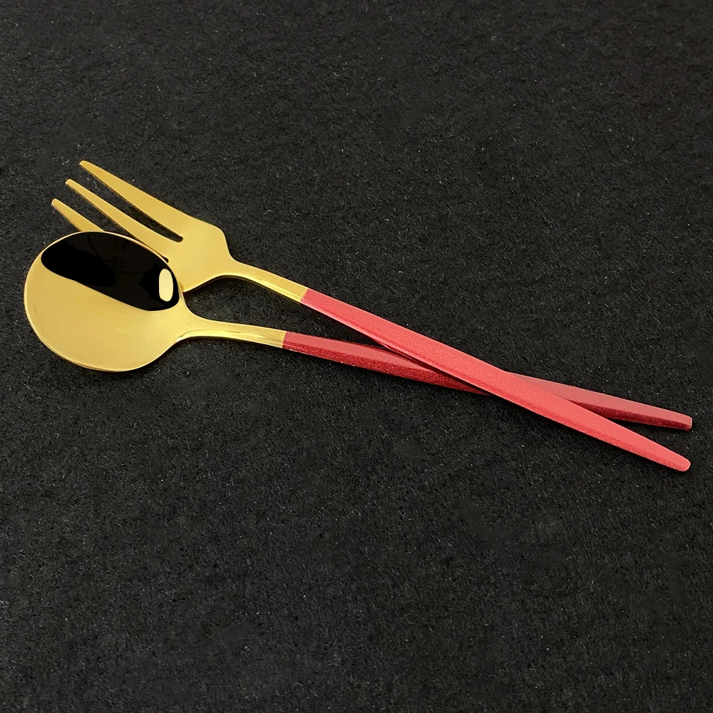 

Red Gold Cutlery Set Stainless Steel Golden Knives Forks Spoons Cutlery Set Kitchen Tableware Gold Dinnerware Set Dropshipping