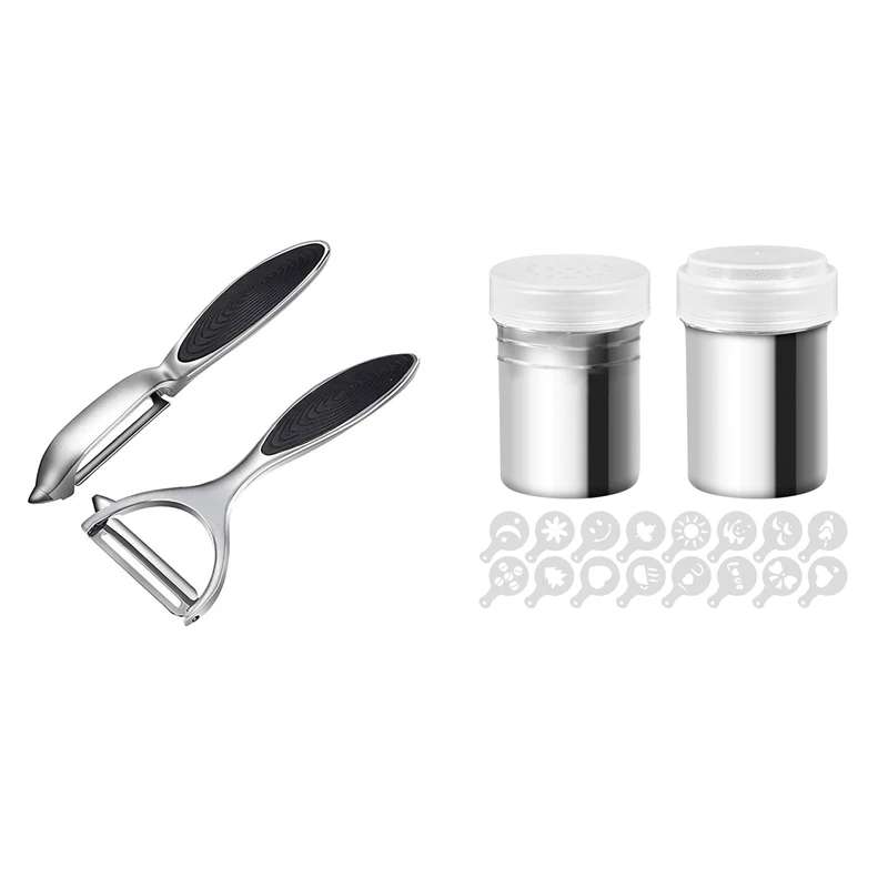 2 Х-образных и I-образных Шелушителей и 2 Штуки из Нержавеющей Стали Дробилок для Кофе, Корицы и Пудры для Посыпания.