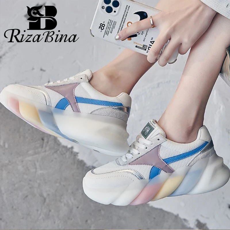 

RIZABINA Women Sneakers 2022 New Arrival Fashion Platform Shoes Woman Colorful Bottom Lady Casual Daily Footwear Size 35-40