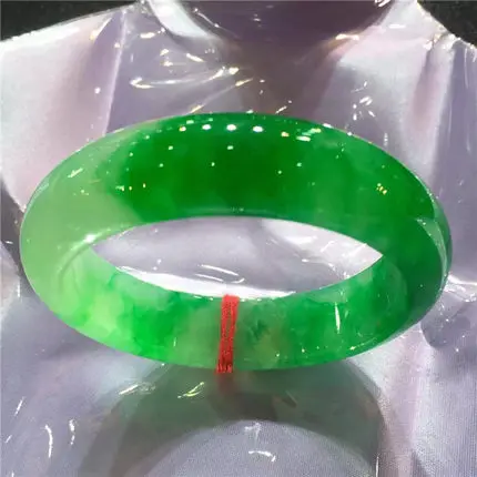 Натуральный бирманский жадеит 54-64 мм светло-зеленый браслет Элегантные