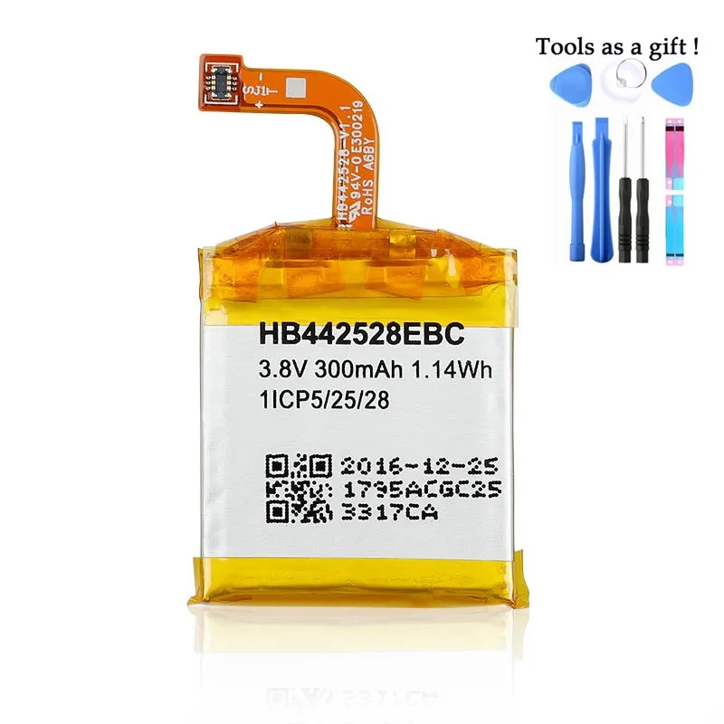 

Оригинальный аккумулятор HB442528EBC для HUAWEI Watch 1 Watch1 HB442528EBC 300 мАч батареи + Инструменты