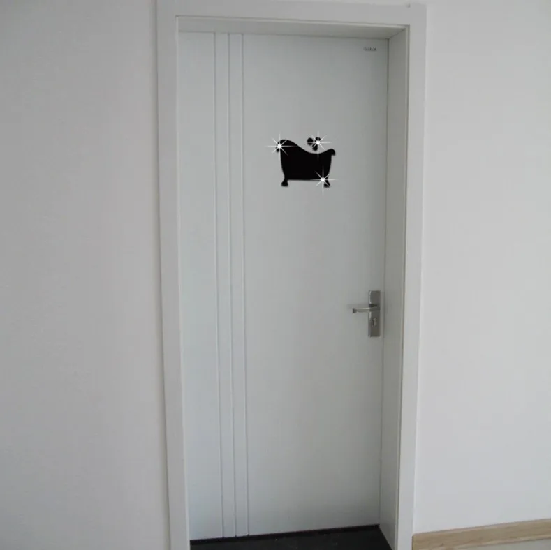 3D зеркала стены Стикеры Ванная комната двери вход для входа в обои настенные