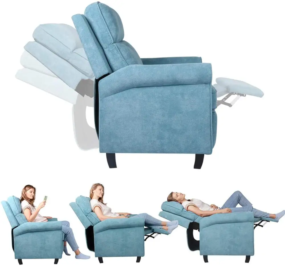 

Push Back Recliner Chair Single Reclining Sofa Fabric Sofa Chair with Thicker Seat Cushion Adjustable Home Theater Seating