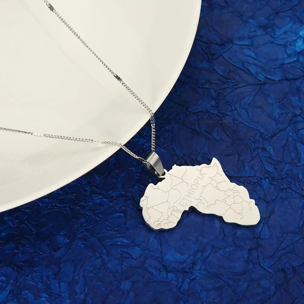 Нержавеющая сталь Карта Африки с подвеска Эфиопией Цепочки и ожерелья в