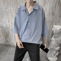 men streetwear loose korean short sleeved shirt mens m 2xl summer dress shirt mens fashion solid color business casual shirt
