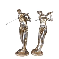 53 54cm sport figure statue playing golf art figurines resin craft european home decoration accessories for living room r1489