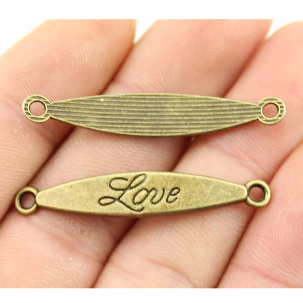 

WYSIWYG 4pcs 41x7mm Vintage Love Pendants For Jewelry Making Antique Bronze Color Love Connector Pendants Charm Love Connector