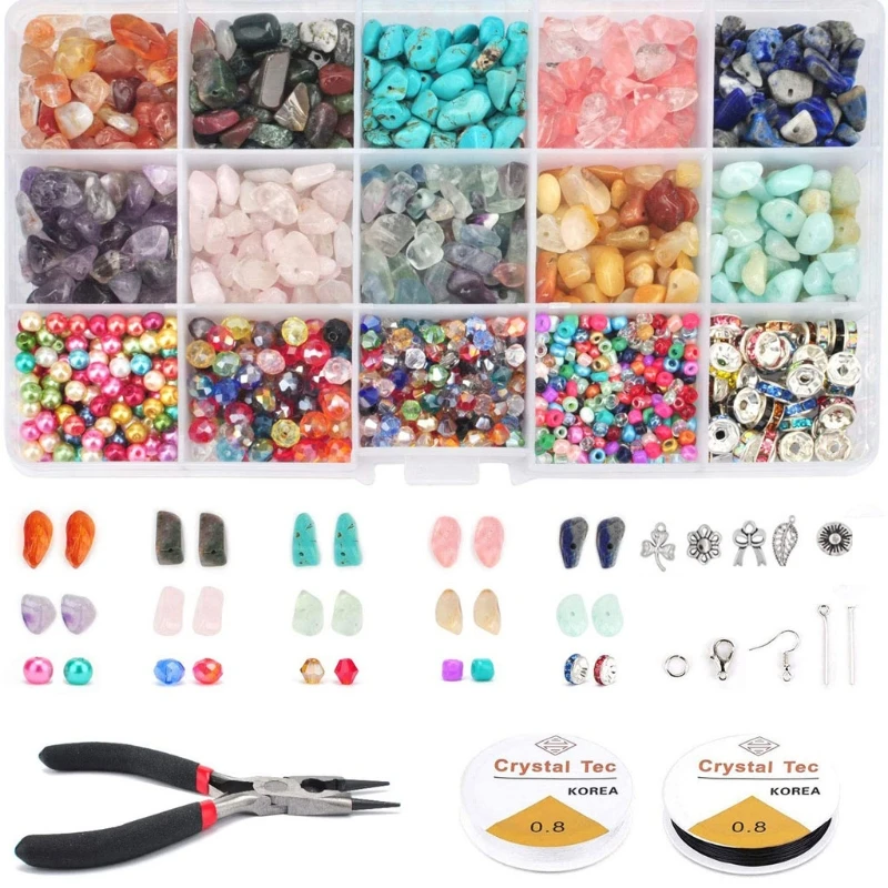 

Irregular Chips Stone Beads Gemstone Beads Kit Crystal Chip Beads Jewelry Making M7DD