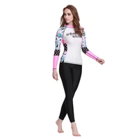 2021 womens fashion print long sleeve shirt surfing suit sunscreen quick drying swimming snorkeling surfing shirt pants