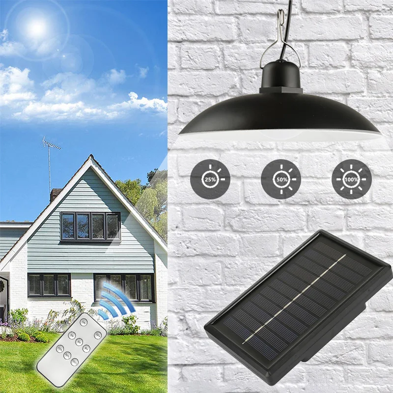 

IP65 Waterproof Double Head Solar Pendant Light Outdoor Indoor Solar Lamp with Cable Suitable for Courtyard, Garden, Indoor Etc