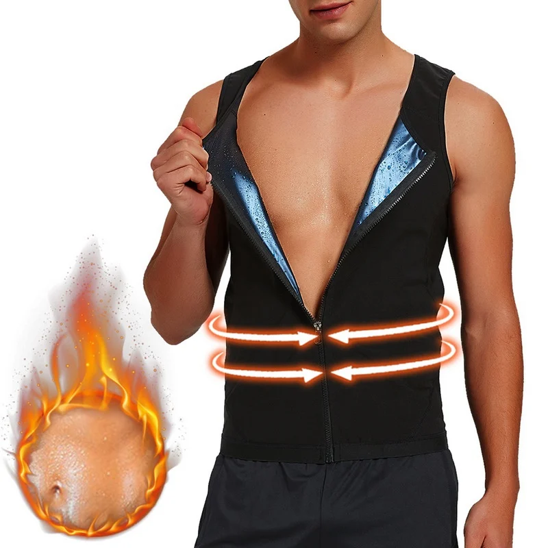 

WENYUJH Men Sauna Sweat Vest Waist Trainer Corset Zipper Workout Slimming Body Shaper Compression Shirt Weight Loss Fat Burner