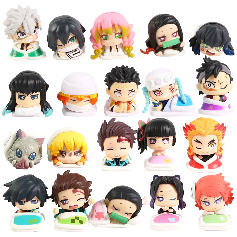 

5pcs/set Demon Slayer Sleeping Kamado Tanjirou Nezuko Agatsuma Zenitsu Hashibira Inosuke Tsuyuri Kanawo Cute Anime Figures Gift