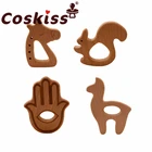 Coskiss 1 шт., детские игрушки для прорезывания зубов, деревянное кольцо для прорезывания зубов, пищевые животные из бука, деревянные детские игрушки сделай сам, деревянный Прорезыватель для зубов