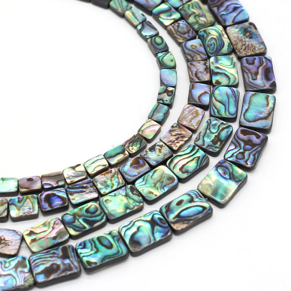 

4 Pcs Natural Abalone Shell Rectangular Beaded Handmade Crafts DIY Cute Party Necklace Bracelet Earring Jewelry Gift Bead Making