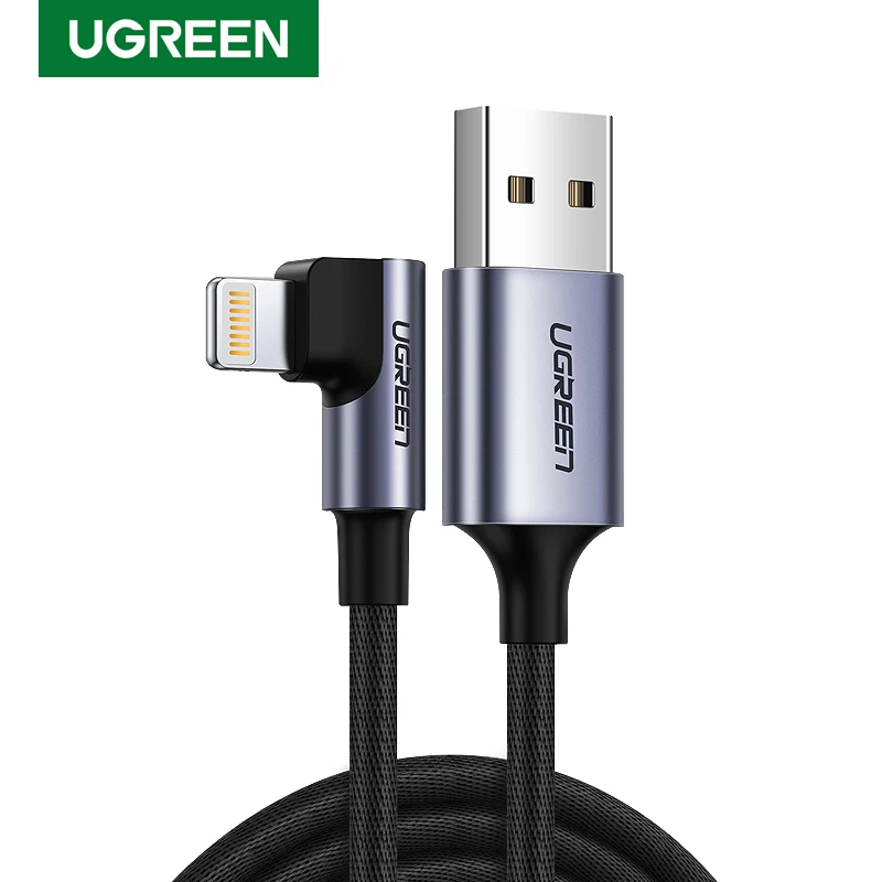 Ugreen USB кабель для передачи данных для iPhone 11 Pro X Xs 2.4A Lightning Быстрый зарядный кабель для передачи данных для iPhone 8, 7, 6, 6S 5S мобильного телефона Зарядное устройство кабель