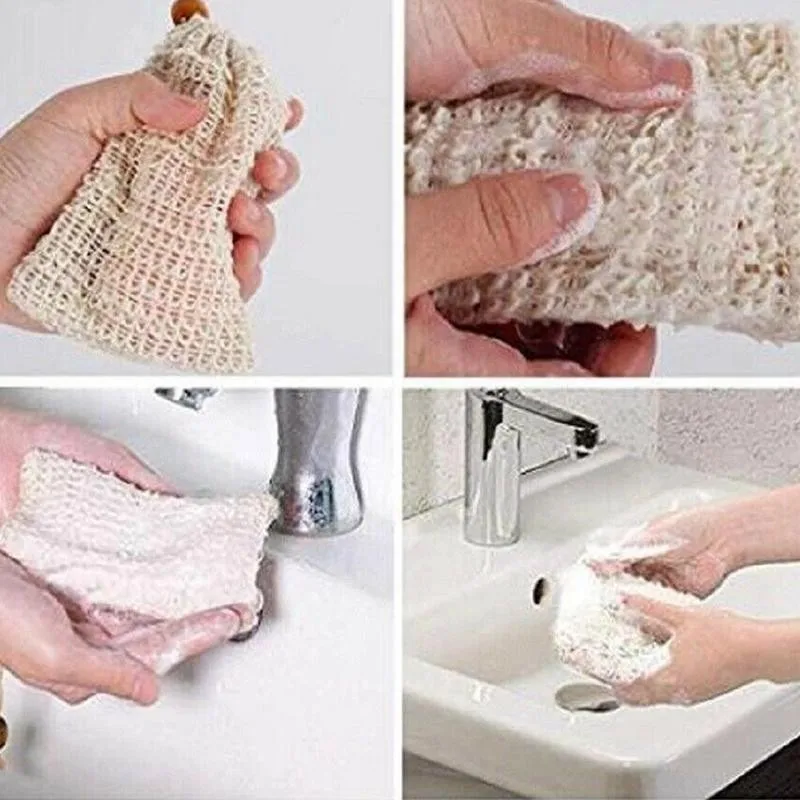 

1pc Soap Storage Bag Natural Sisal Soap Bag Exfoliating Soap Saver Pouch Holder Handmade Soap Foam Net Storage Bag