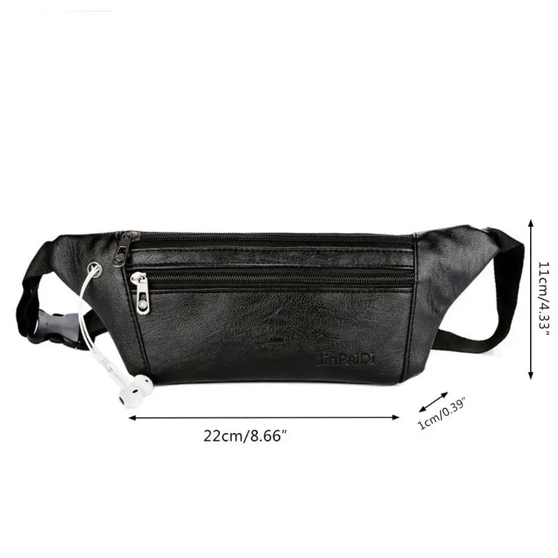 

Men PU Leather Belt Bum Waist Pouch Fanny Pack Crossbody Shoulder Sport Zip Bag