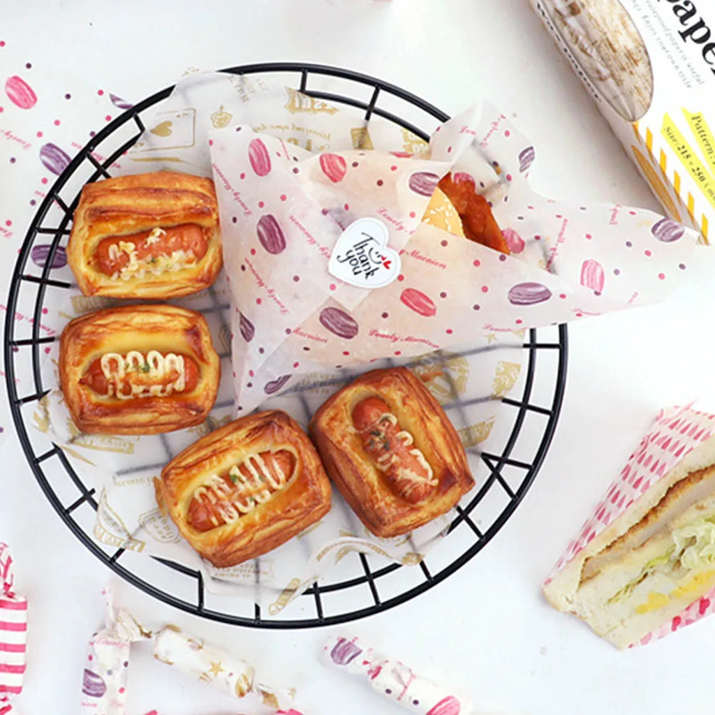 50 шт./лот упаковочная бумага для хлеба сэндвич бургеров фри упаковка вощеная