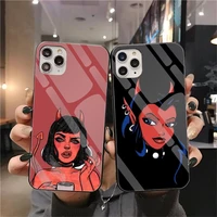 devil woman phone case tempered glass for iphone 13 12 mini 11 pro xr xs max 8 x 7 plus se 2020 soft cover