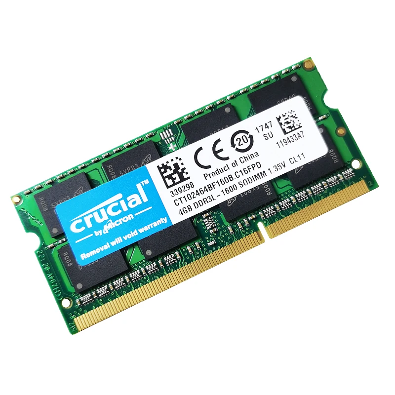 

Crucial 2GB 4GB 8GB DDR3L 1066MHz 1333MHz 1600MHz PC3 1.35V 204 pins Laptop Memories Non-ECC Unbuffere Ddr3 Memory Sodimm Ram