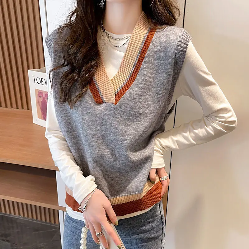 Женский простой классический свитер в стиле пэчворк трендовые повседневные
