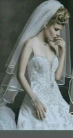 fancy newly designed white bridal wedding veil 2 tier w comb handmade elbow length