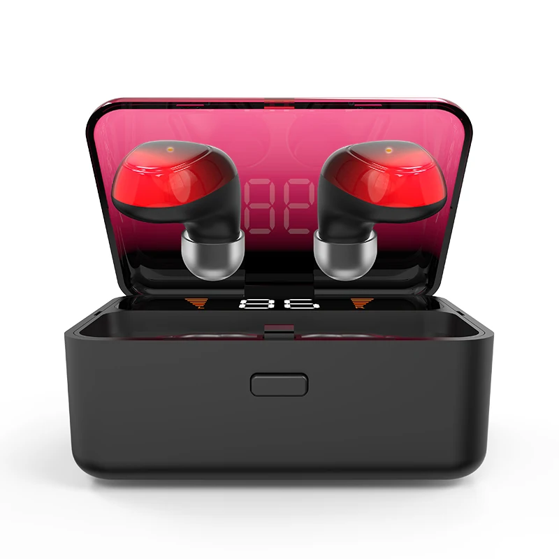 Red TOPK F13/ES01 TWS 5,0 Bluetooth наушники V5.0 портативный стерео беспроводной сенсорный наушник со спортивной басовой гарнитурой Светодиодный дисплей питания - Color: Red