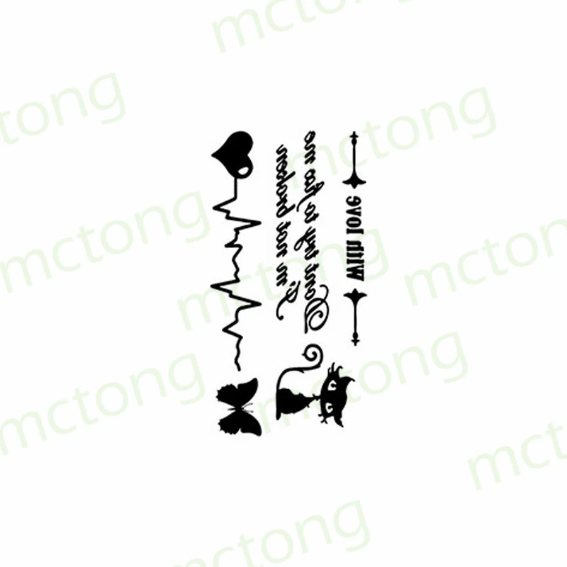 Водостойкая временная татуировка-наклейка бабочка любовь волна кошка буква