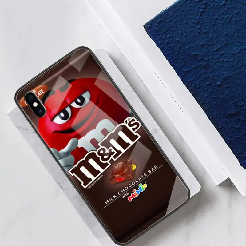 

Cute M&M's Chocolate Phone Case For Iphone 11 12 Pro Max XR 8 PLUS Cover Case Glass For Iphone 11 Case