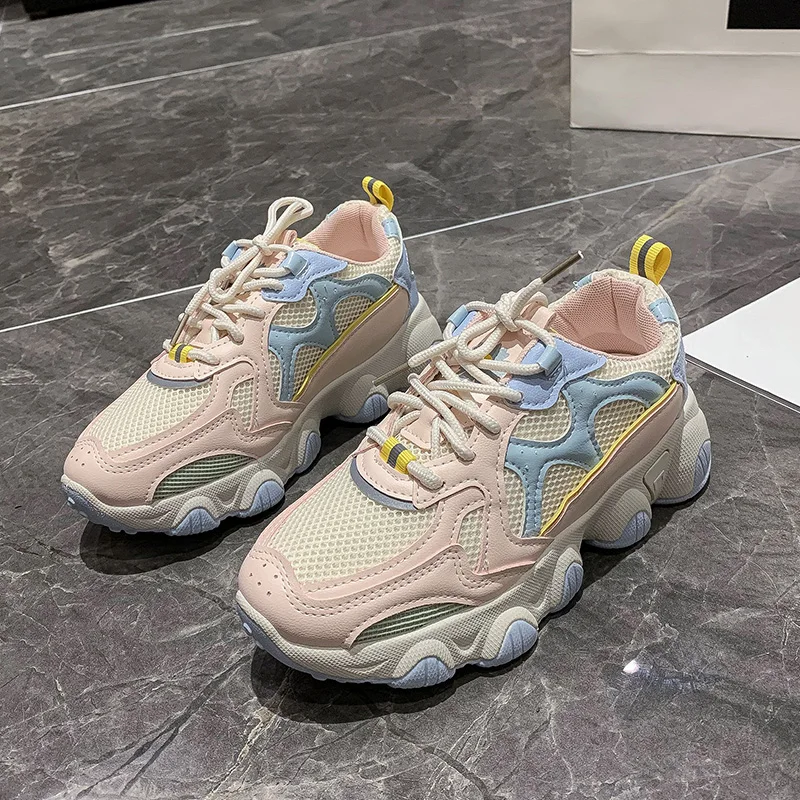 

Женские массивные кроссовки; 2020; Модная женская обувь на платформе; Дышащая Вулканизированная Обувь На Шнуровке; Женские кроссовки; Обувь д...