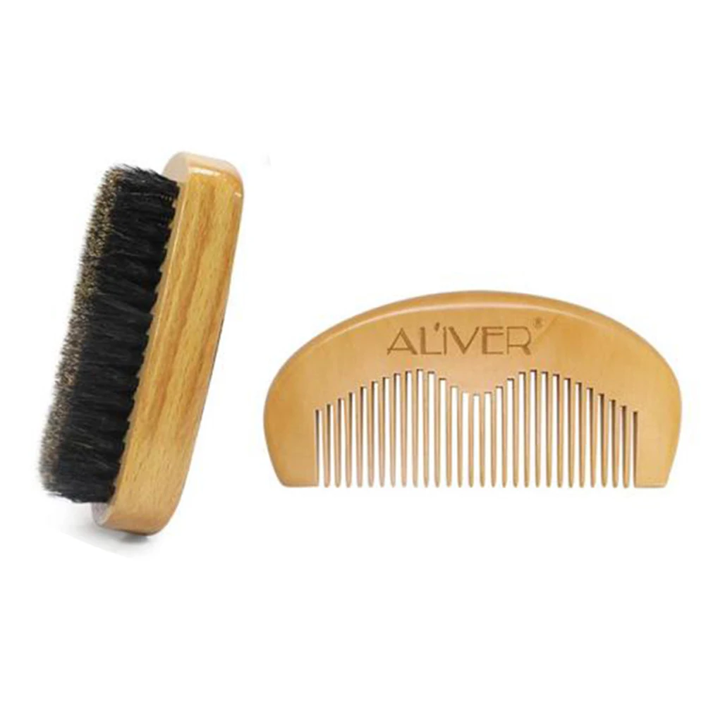 

6pcs Men Beard Care Kit Mustache Hair Comb Bristle Brush Shears Scissors Beard Styling Shaping Cream Set Grooming Tool