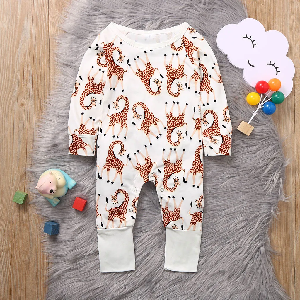Органический Мягкий комбинезон с животными для новорожденных младенцев девочек